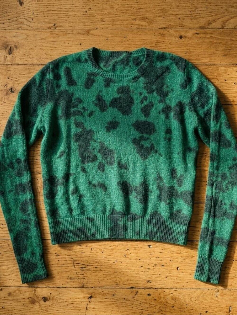 The Elder Statesman Womens XS Green Cashmere Tie Dye Hot Tranquility Sweater